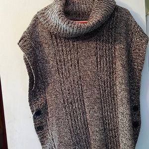 3/$25  Poncho sweater , cow neck, button sides, SZ MED.